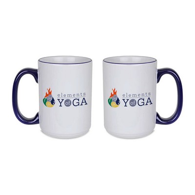 15 Oz. Mug Colored Rim & Handle Closeout