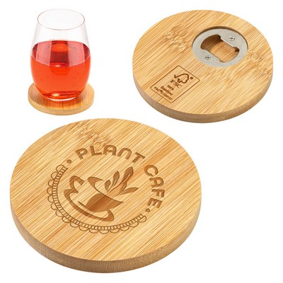 Bamboo Coaster w/ Bottle Opener