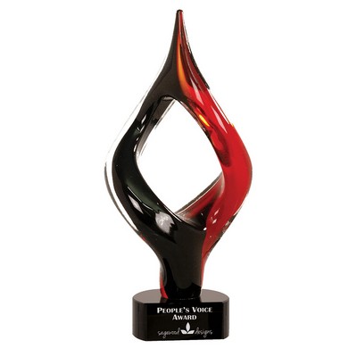13.25" Red & Black Twist Art Glass