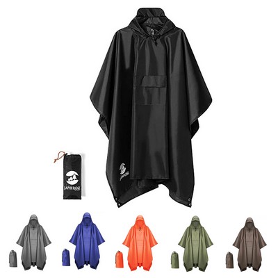 Waterproof Hooded Rain Poncho with Pocket(Free Shipping)