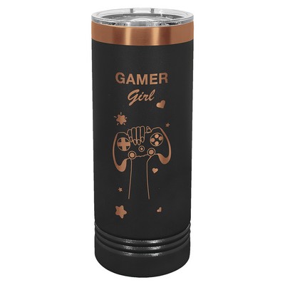 Polar Camel 22 oz. Black/Rose Gold ION-Plated Skinny Tumbler