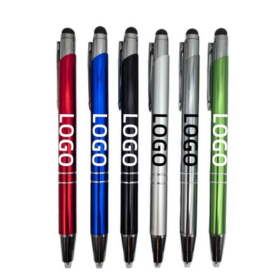 2 In 1 Custom Aluminum Metal Ballpoint Pen w/Stylus & Lighted Tip MOQ100PCS