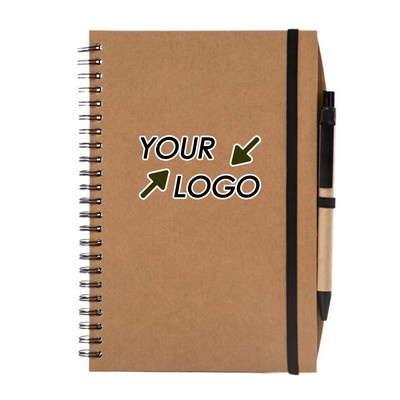 Eco-Friendly A5 Spiral Notebook – 100 Pages with Free Pen