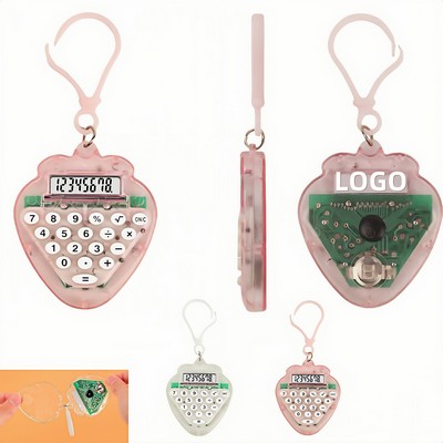 Clear Strawberry Calculator Key Chain